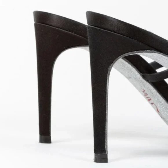 Rene Caovilla Bessie Black Satin Strass Sandals - Picture 8 of 10